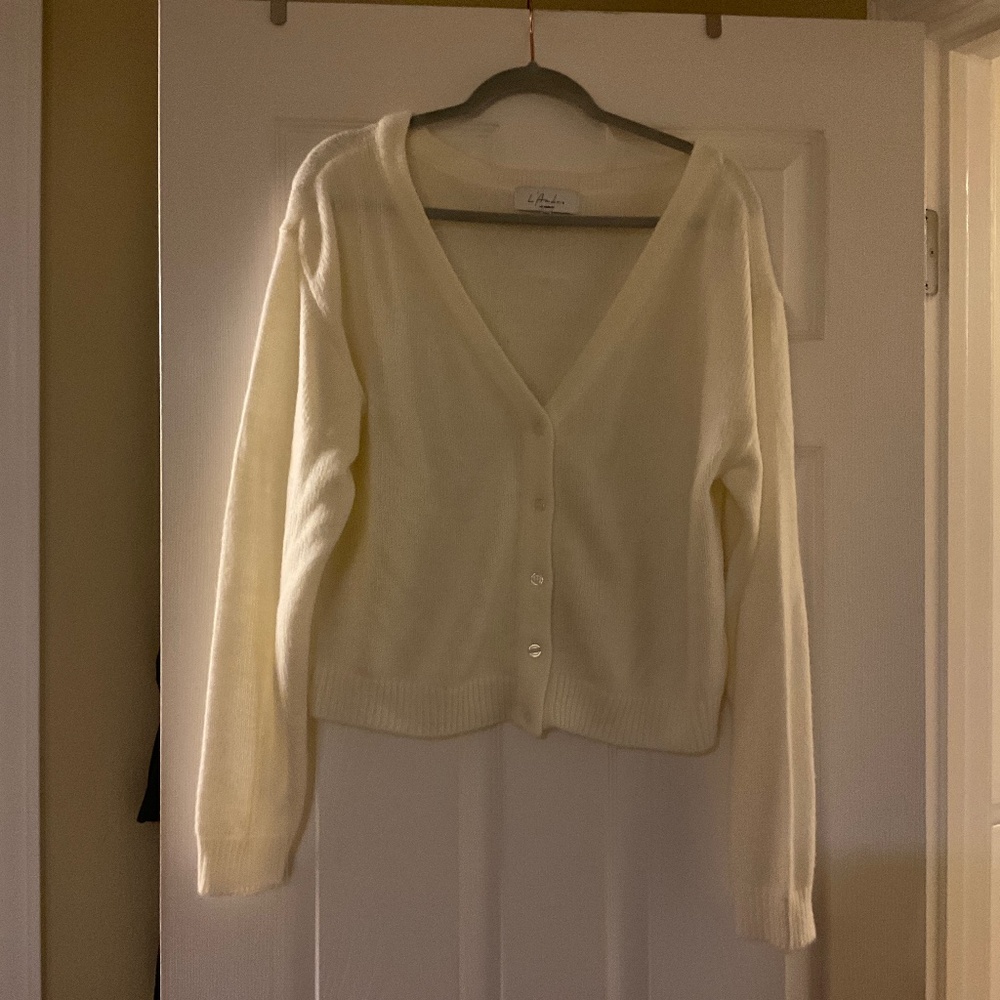 L’Academie ivory knit sweater cardigan. Size L